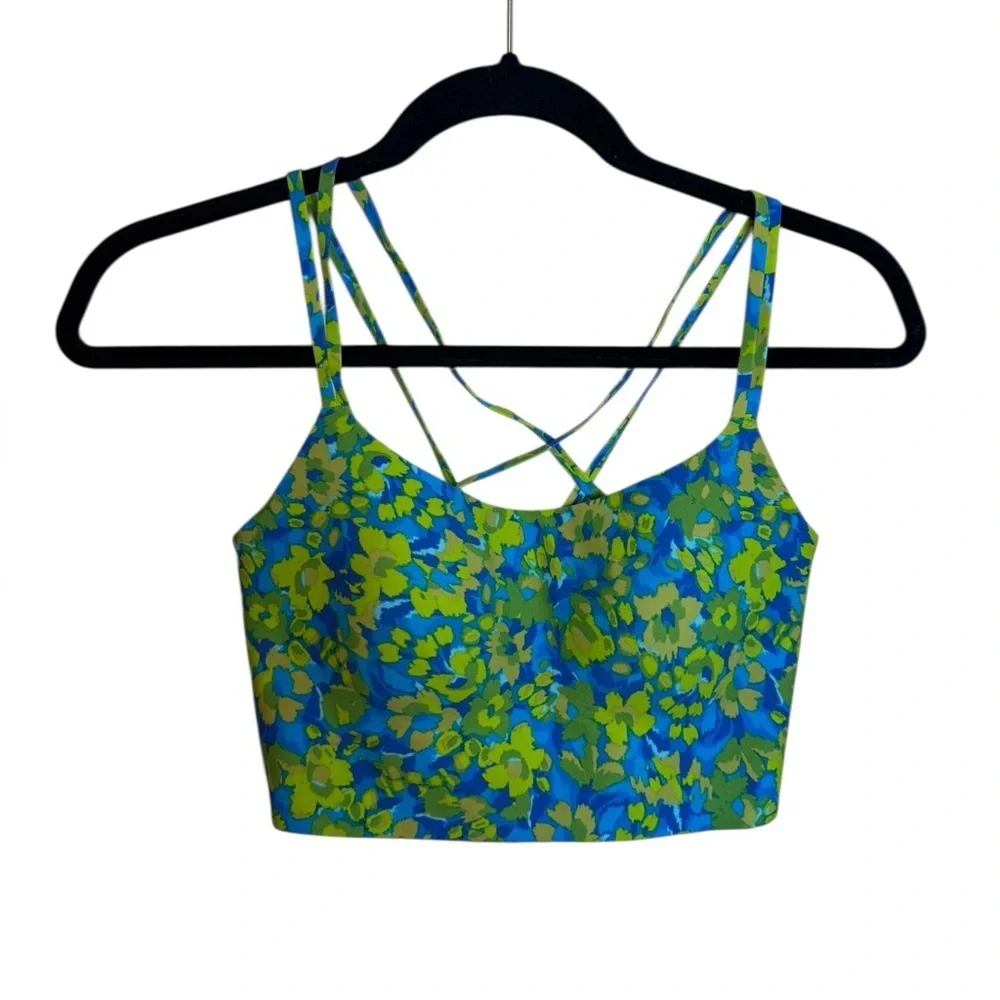 NWT Offline By Aerie Elite Blue Floral Real Me Xtra Hold Up Strappy Sports Bra